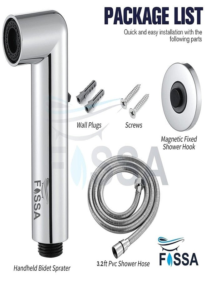 Fossa Magnetic Health Faucet ABS Body | for Toilet Handheld Bidet Sprayer with 1 Meter Stainless Steel Hose Pipe & Magnetic Wall Holder | Silver (Chrome Finish) - Image 5